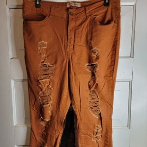 NWOT Elite Jeans brand plus size rust/burnt orange colored skinny jeans fits 16